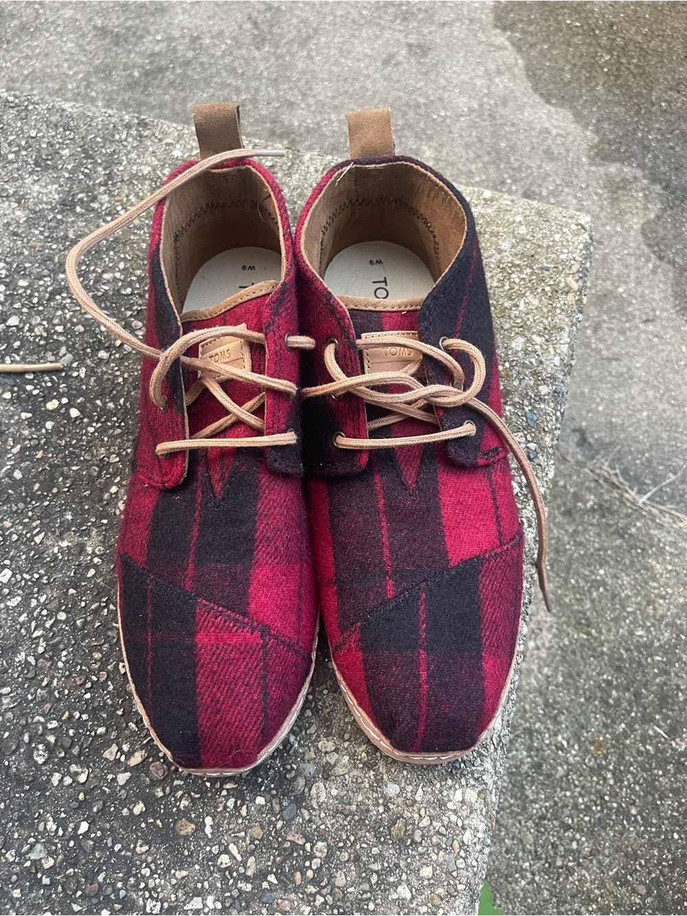 Toms Red and Black Plaid Women's Flats